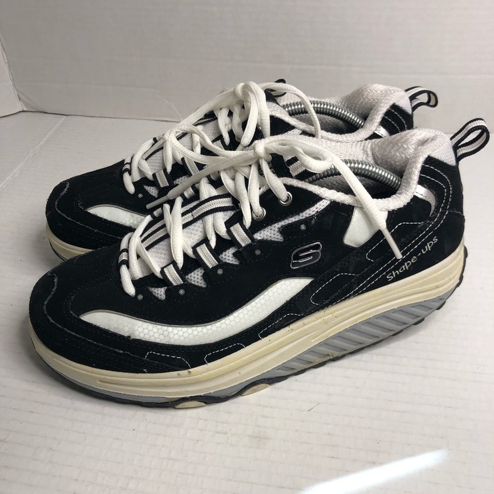 Skechers Shape Ups Sneakers Womens 8.5 Black White Walking Fitness Shoes